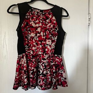 Saks Fifth Avenue Red and Black Sleeveless Top